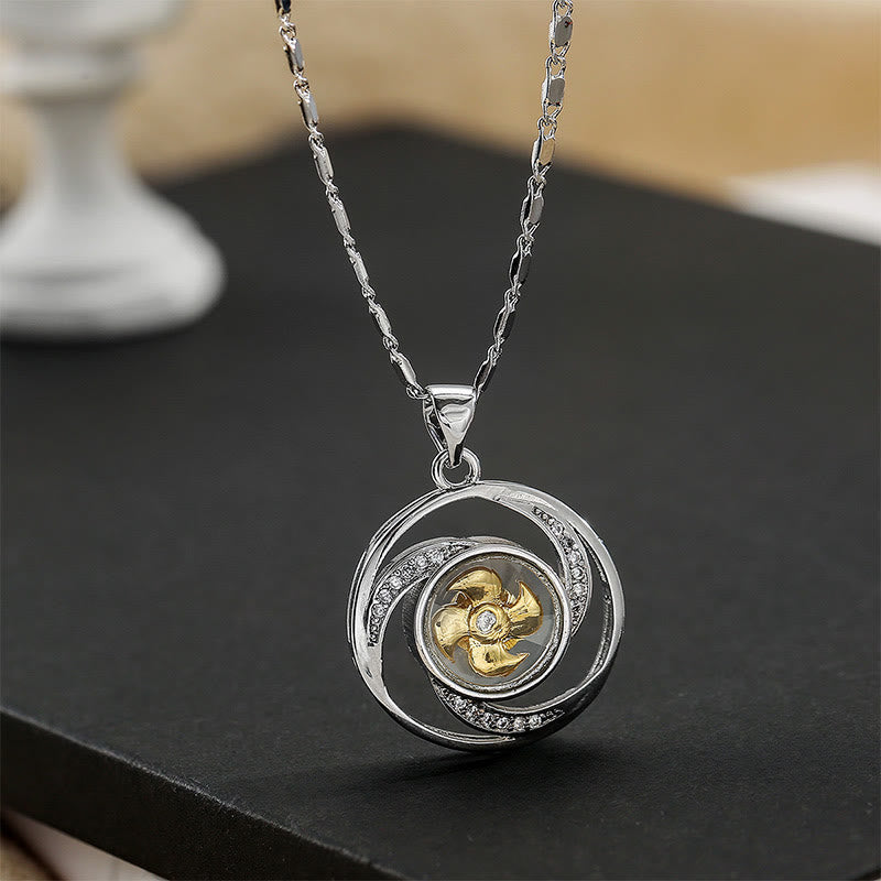 Collana con ciondolo portafortuna girevole a forma di mulino a vento in ottone placcato oro Buddha Stones