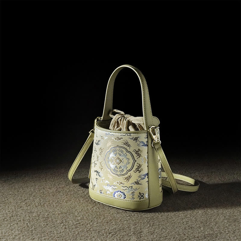 Borsa a tracolla in broccato con ciondolo a forma di gru e cervo, stile retrò, Buddha Stones