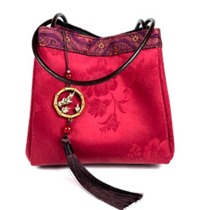Buddha Stones Rami di bambù Perlina Ciondolo Nappa Xiangyunsha Seta Borsa a tracolla Hangbags
