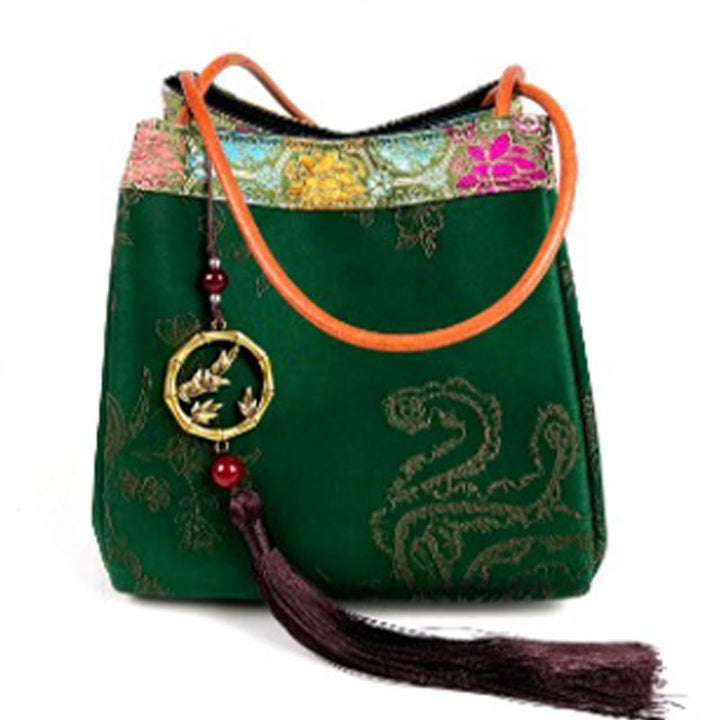 Buddha Stones Rami di bambù Perlina Ciondolo Nappa Xiangyunsha Seta Borsa a tracolla Hangbags