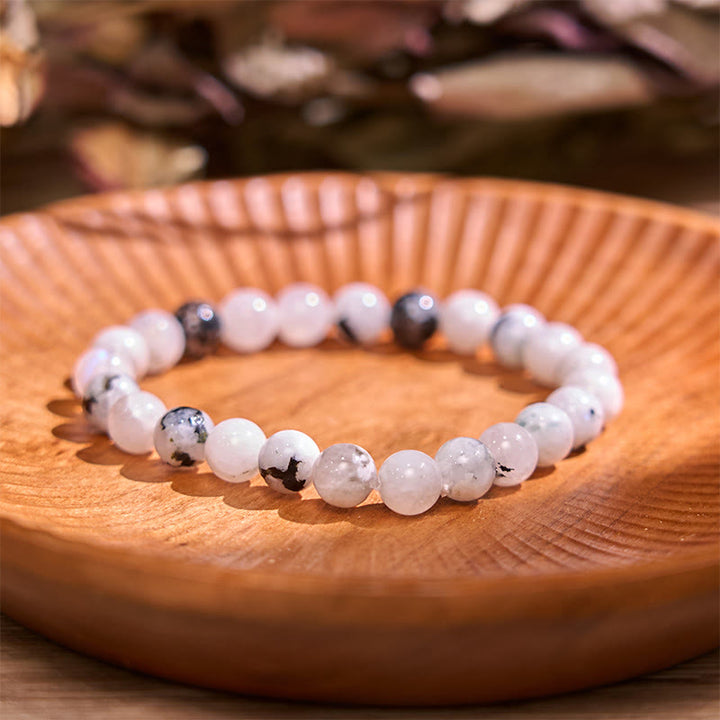 Braccialetto dell'armonia con pietra di luna arcobaleno Buddha Stones