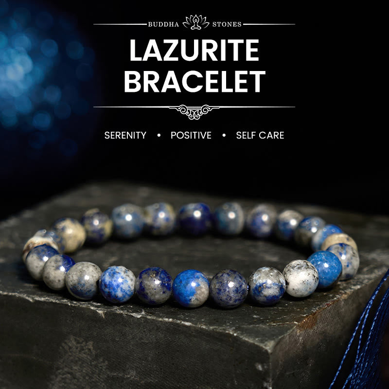 Braccialetto positivo per la cura di sé con pietra di Buddha, lazurite e lapislazzuli - Lazurite (circonferenza del polso: 14-16 cm) - image 0