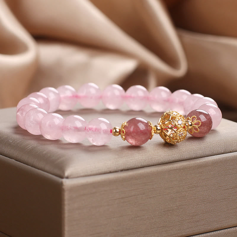 Bracciale Buddha Stones con cristallo rosa e quarzo fragola Love - image 3