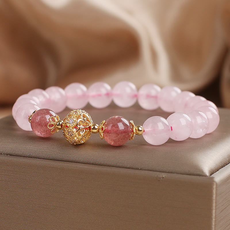 Bracciale Buddha Stones con cristallo rosa e quarzo fragola Love - image 2
