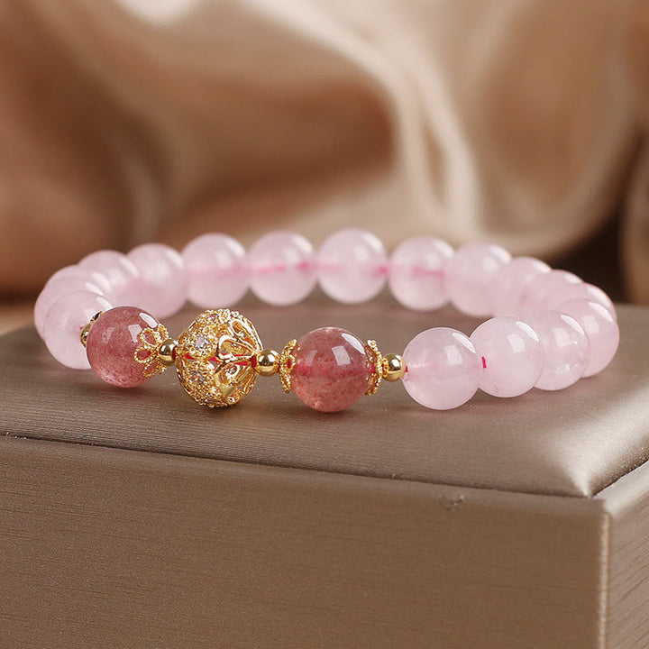 Bracciale Buddha Stones con cristallo rosa e quarzo fragola Love - image 2