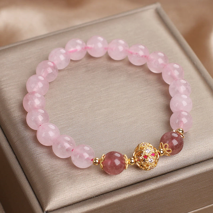 Bracciale Buddha Stones con cristallo rosa e quarzo fragola Love - image 6