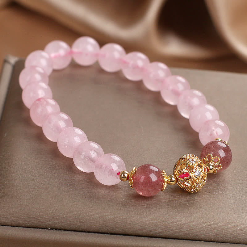 Bracciale Buddha Stones con cristallo rosa e quarzo fragola Love - image 4