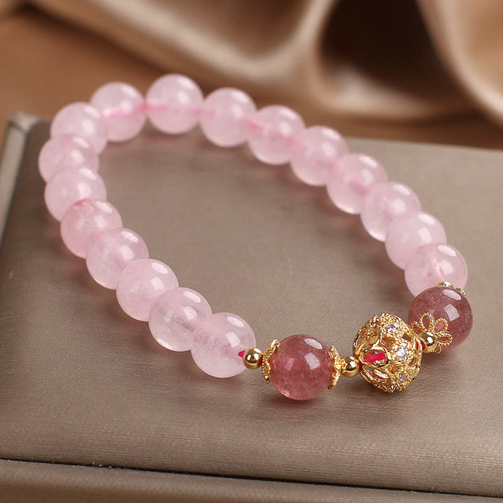 Bracciale Buddha Stones con cristallo rosa e quarzo fragola Love - image 4