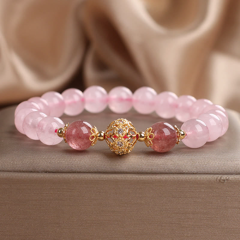 Bracciale Buddha Stones con cristallo rosa e quarzo fragola Love - image 1