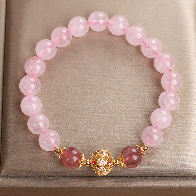 Bracciale Buddha Stones con cristallo rosa e quarzo fragola Love - image 7