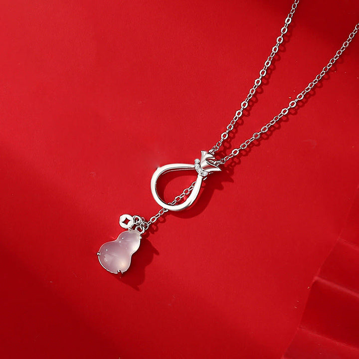 Buddha Stones Agata rossa Calcedonio Argento Sterling 925 Zucca Lucky Bag Collana con ciondolo di fiducia - Calcedonio in argento sterling 925 - image 4
