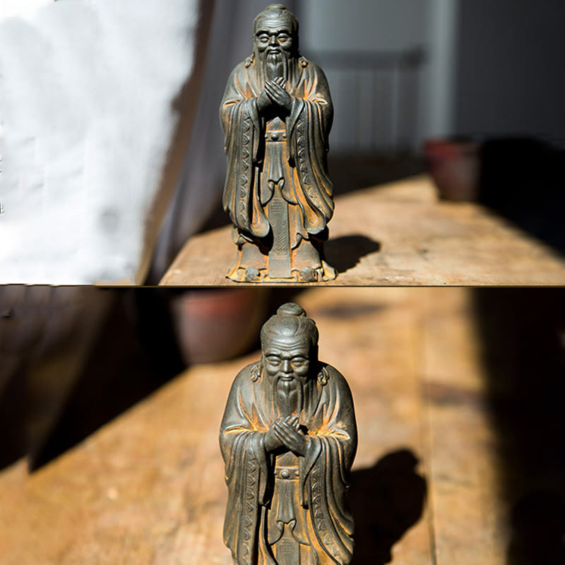 Buddha Stones fatte a mano Confucio polvere di ferro ruggine statua in resina decorazione della casa - image 10