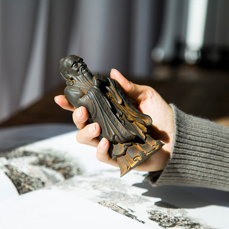 Buddha Stones fatte a mano Confucio polvere di ferro ruggine statua in resina decorazione della casa - image 3