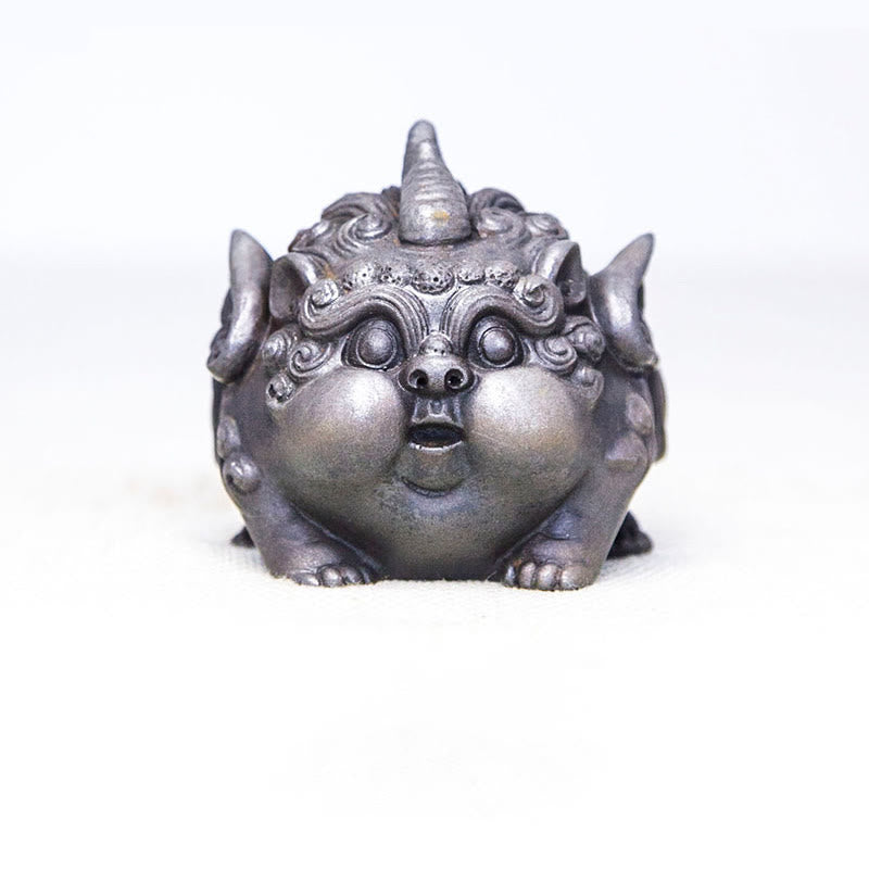 Buddha Stones Fatto a Mano Ricchezza PiXiu Polvere di Ferro Ruggine Statua in Resina Decorazione per la Casa - Versione lucidata 9*9*8,5 cm - image 14