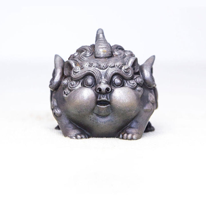 Buddha Stones Fatto a Mano Ricchezza PiXiu Polvere di Ferro Ruggine Statua in Resina Decorazione per la Casa - Versione lucidata 9*9*8,5 cm - image 14