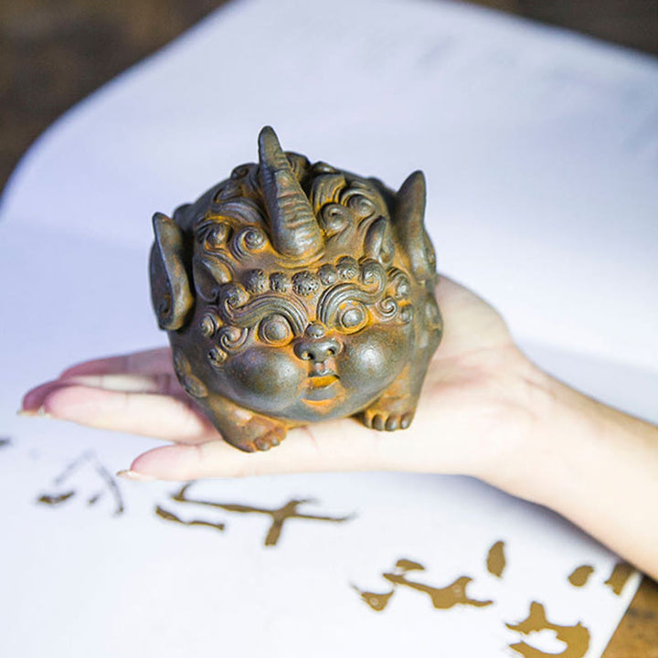 Buddha Stones Fatto a Mano Ricchezza PiXiu Polvere di Ferro Ruggine Statua in Resina Decorazione per la Casa - image 5