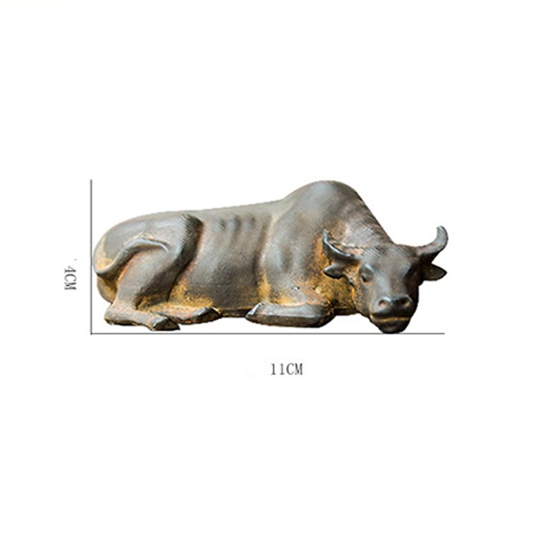 Buddha Stones fatto a mano piccolo bufalo d'acqua toro polvere di ferro ruggine statua in resina decorazione per la casa - image 12