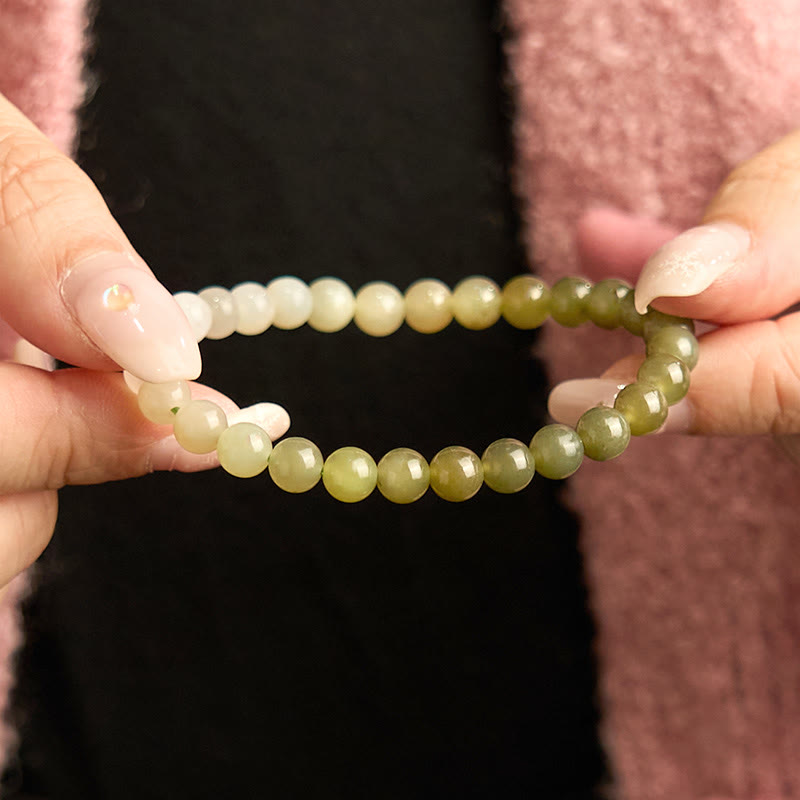 Bracciale Buddha Stones Hetian Jade Gradient Color Abbondanza