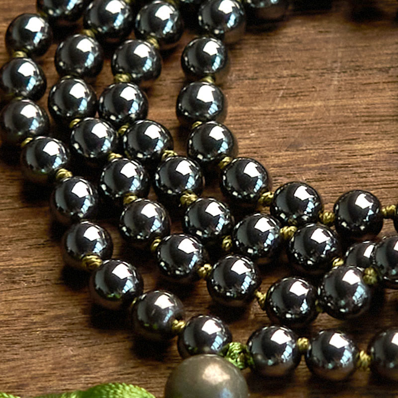 Buddha Stones 108 Mala Beads Pietra naturale Ematite Nappa Bracciale potente
