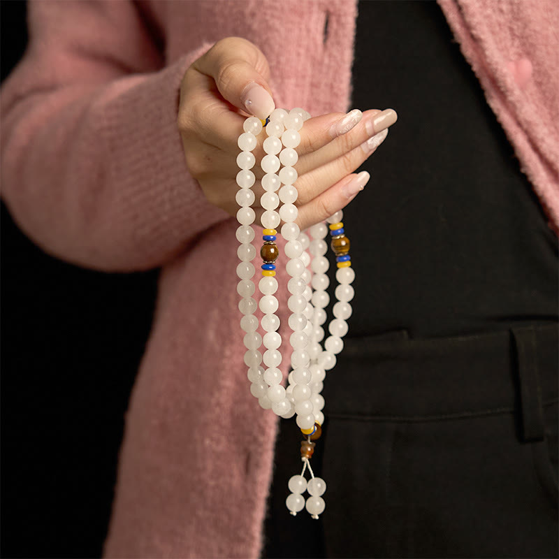 Braccialetto Buddha Stones con 108 perle Mala in quarzite naturale per la ricchezza e la fortuna - image 7