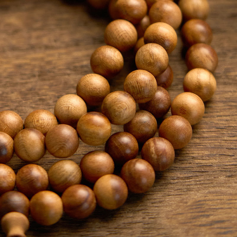 Buddha Stones 108 Mala Beads Lightning Strike Peach Wood Braccialetto di protezione lucidato a mano - image 8