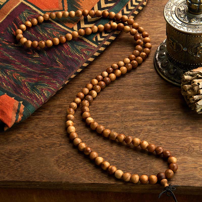Buddha Stones 108 Mala Beads Lightning Strike Peach Wood Braccialetto di protezione lucidato a mano - image 1