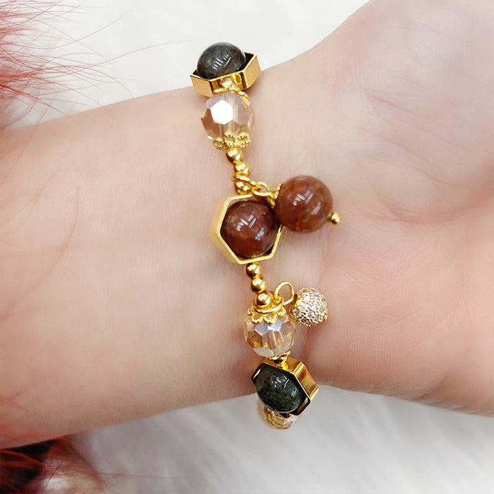 Braccialetto di protezione in quarzo rutilato colorato naturale Buddha Stones Ametista