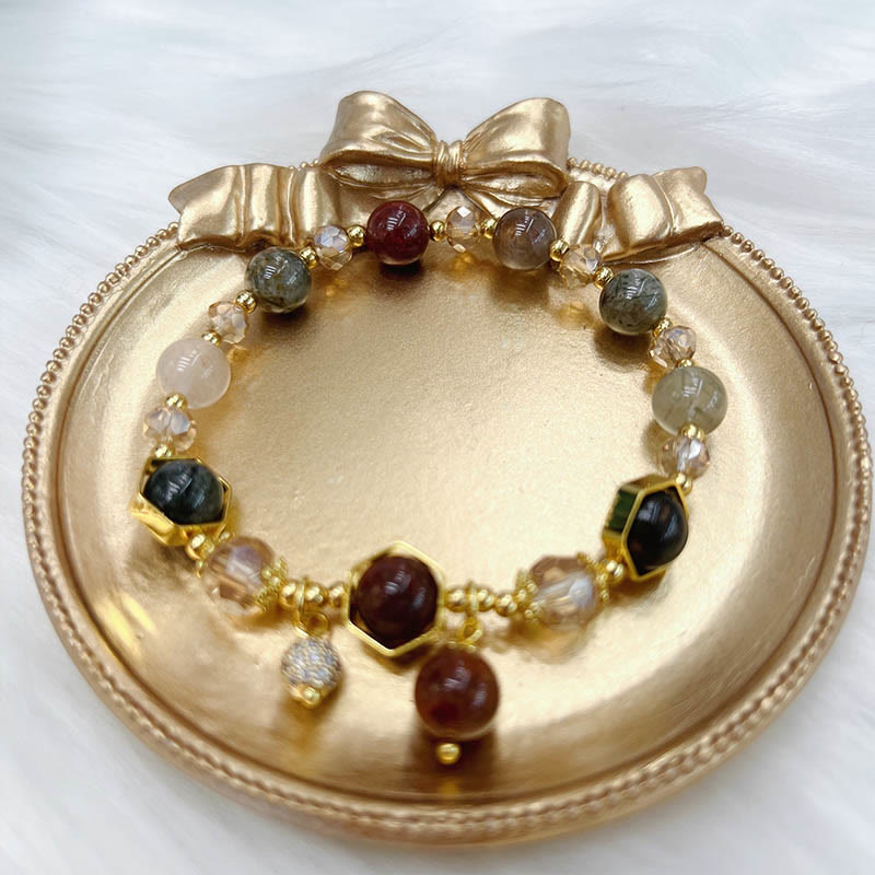 Braccialetto di protezione in quarzo rutilato colorato naturale Buddha Stones Ametista
