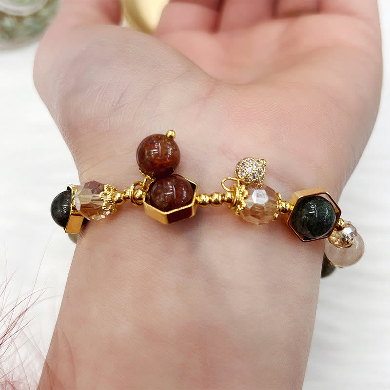 Braccialetto di protezione in quarzo rutilato colorato naturale Buddha Stones Ametista