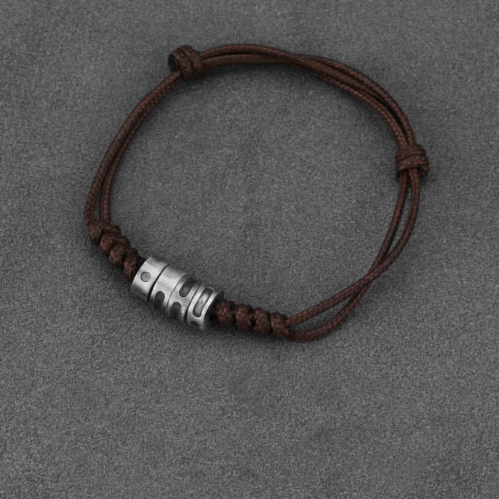 Braccialetto di benedizione in corda di cera con codice Morse in argento sterling 999 Buddha Stones - Corda cerata marrone in argento sterling 999 (circonferenza polso: 14-21 cm) - Codice Morse: AMORE - image 10