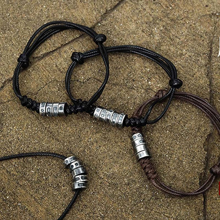 Braccialetto di benedizione in corda di cera con codice Morse in argento sterling 999 Buddha Stones - image 19