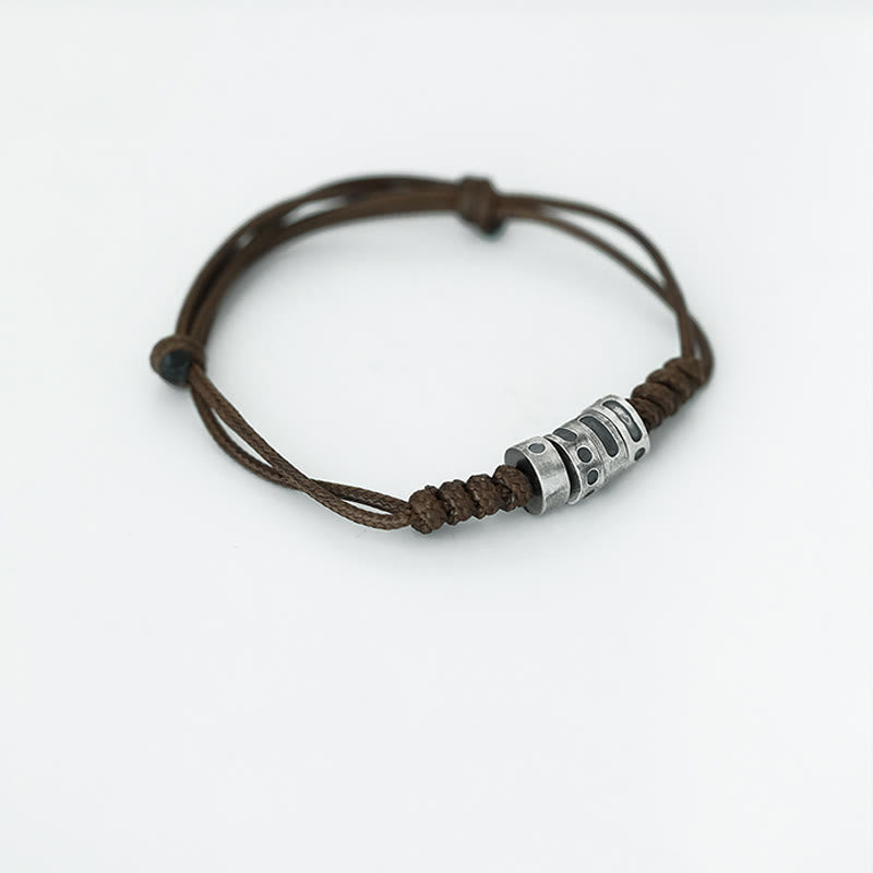 Braccialetto di benedizione in corda di cera con codice Morse in argento sterling 999 Buddha Stones - image 11