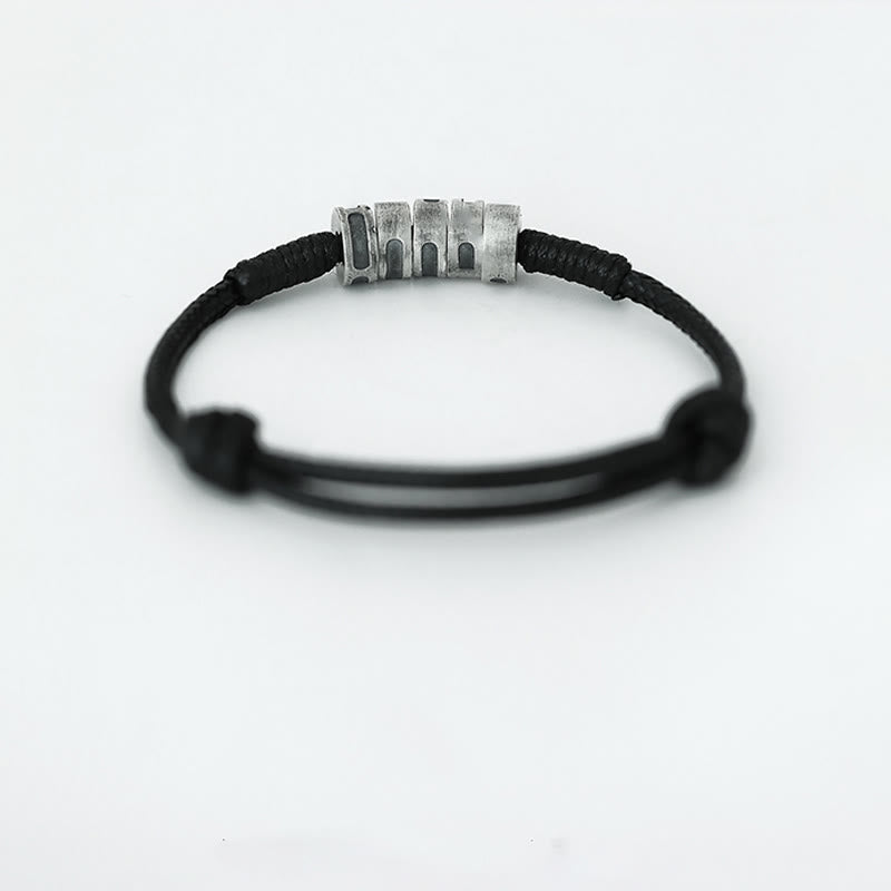Braccialetto di benedizione in corda di cera con codice Morse in argento sterling 999 Buddha Stones - image 8