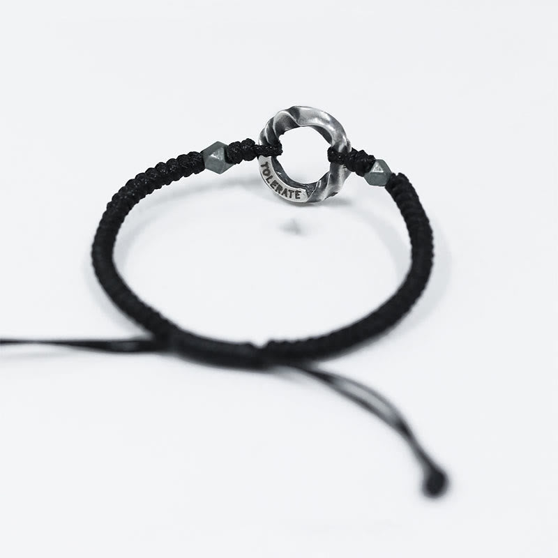 Braccialetto di protezione in corda di cera nera con fibbia della pace in argento sterling 999 Buddha Stones - image 10