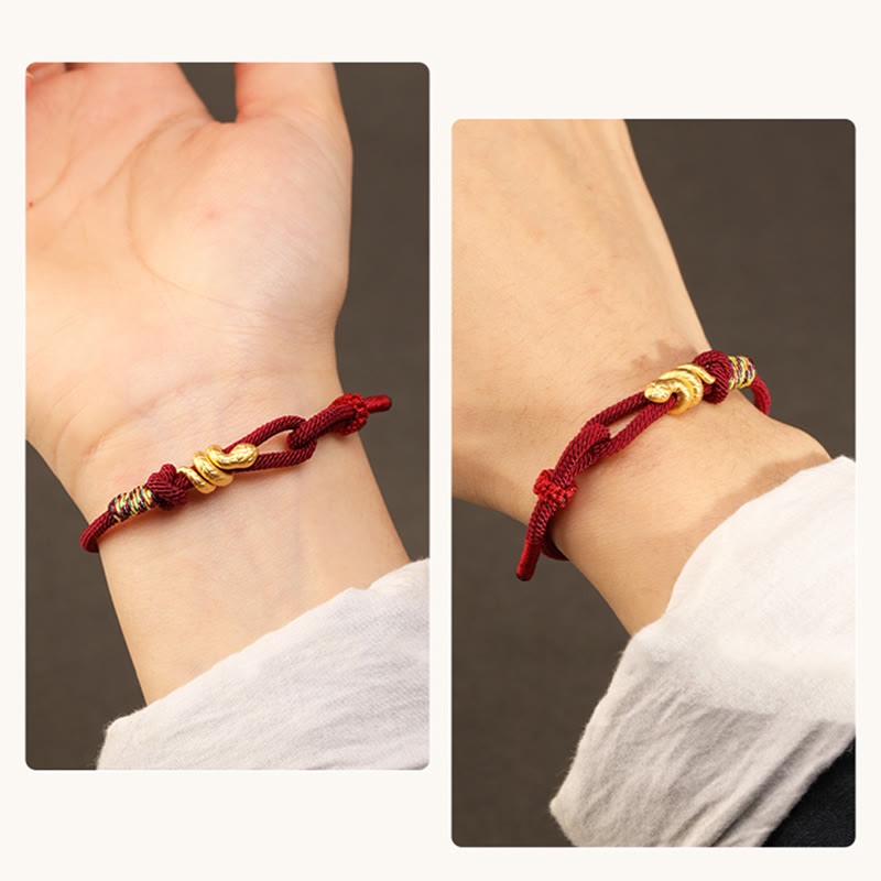 Braccialetto intrecciato con corda di protezione dalla fortuna fatto a mano con design dell'anno del serpente , Buddha Stones , oro 999 - image 7