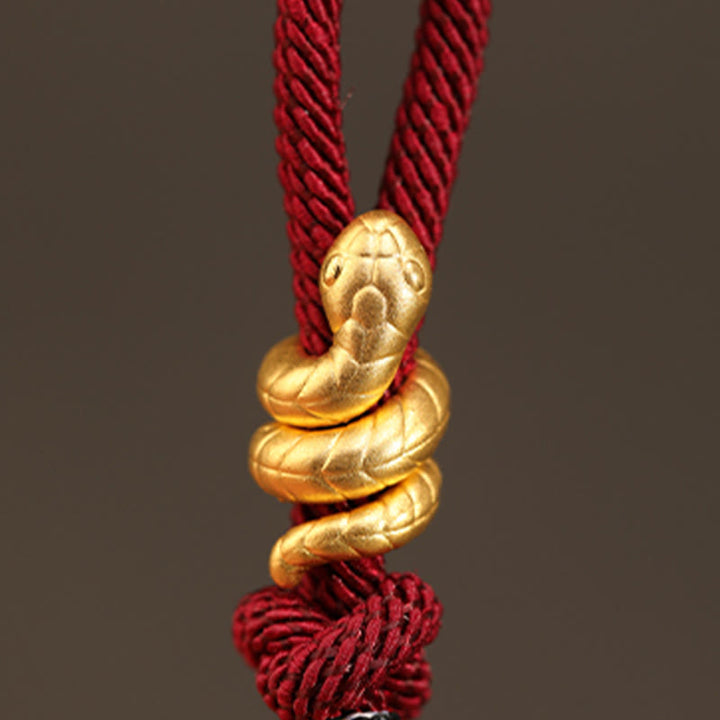 Braccialetto intrecciato con corda di protezione dalla fortuna fatto a mano con design dell'anno del serpente , Buddha Stones , oro 999 - image 11