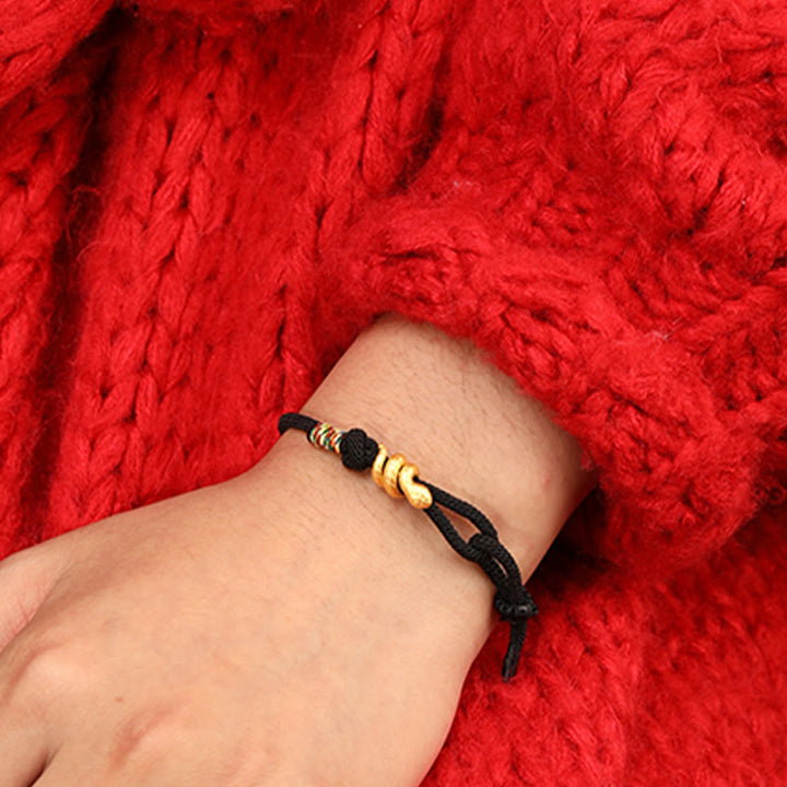 Braccialetto intrecciato con corda di protezione dalla fortuna fatto a mano con design dell'anno del serpente , Buddha Stones , oro 999 - image 19