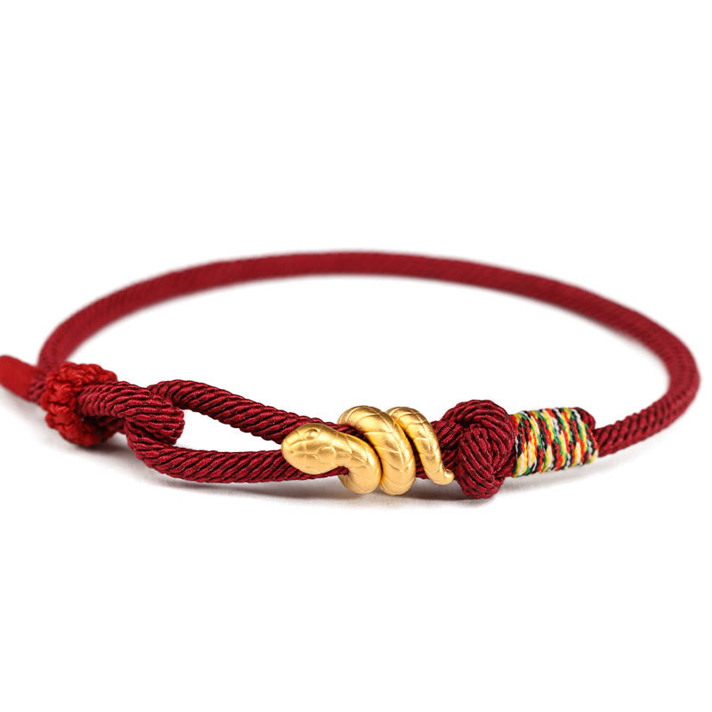 Braccialetto intrecciato con corda di protezione dalla fortuna fatto a mano con design dell'anno del serpente , Buddha Stones , oro 999 - image 13
