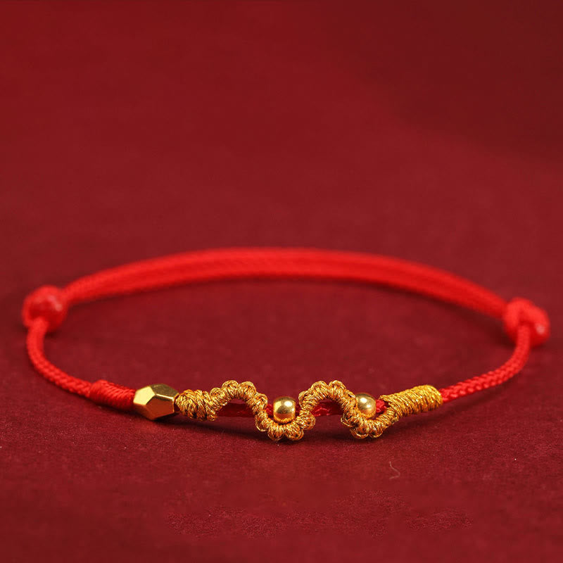 Buddha Stones 999 Oro Anno del Serpente Fatto a Mano Fortuna Forza Braccialetto Intrecciato Cavigliera - Mini serpente a due perle in oro 999 - Cavigliera (circonferenza della cavigliera 19-23 cm) - image 7