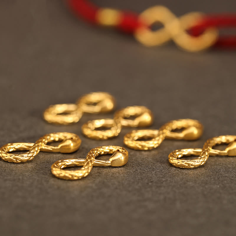 Buddha Stones 999 Oro Anno del Serpente Eterno Nodo Infinito Braccialetto Fatto a Mano della Fortuna - image 1