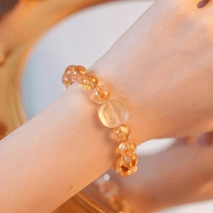 Bracciale Buddha Stones Topazio Citrino Occhio di Tigre Zakiram Dea della Ricchezza