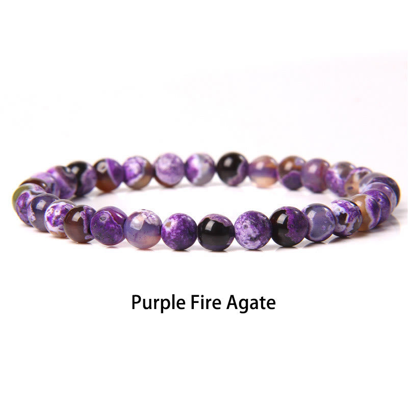 Buddha Stones 6mm Varie Pietre Cristallo Nero Glitter Pietra Occhio di Tigre Rosso Perline Braccialetto di Protezione - Agata striata viola - 6 mm (circonferenza del polso 14-16 cm) - image 23