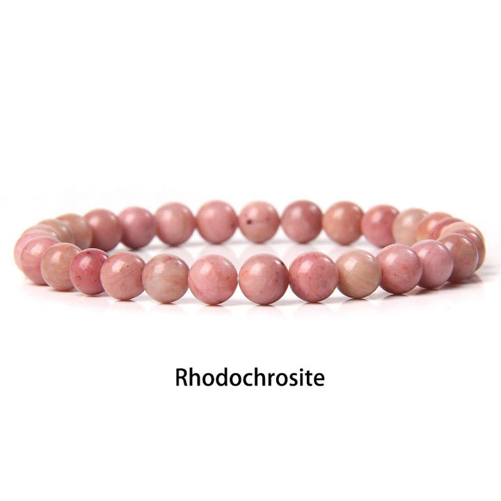 Buddha Stones 6mm Varie Pietre Cristallo Nero Glitter Pietra Occhio di Tigre Rosso Perline Braccialetto di Protezione - Rodocrosite - 6 mm (circonferenza del polso 14-16 cm) - image 21