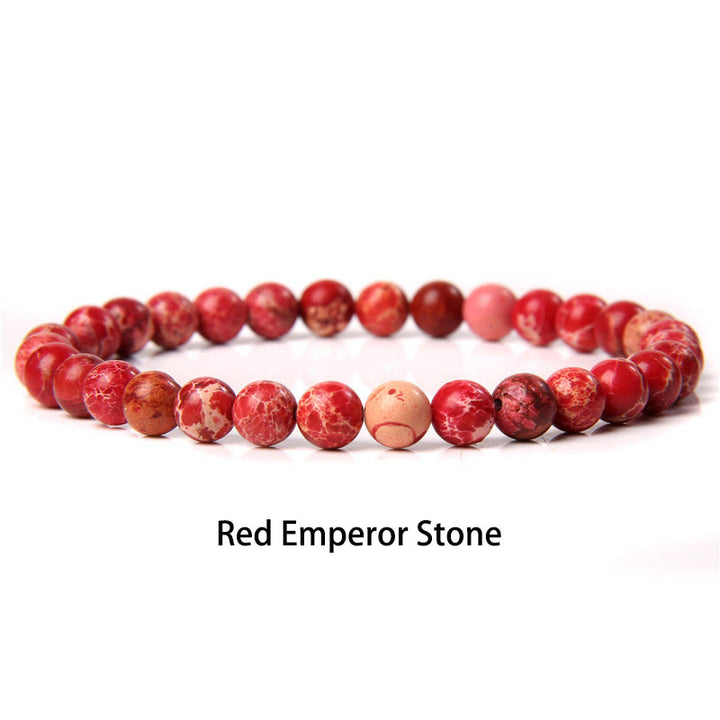 Buddha Stones 6mm Varie Pietre Cristallo Nero Glitter Pietra Occhio di Tigre Rosso Perline Braccialetto di Protezione - Pietra dell'Imperatore Rosso - 6 mm (circonferenza del polso 14-16 cm) - image 15