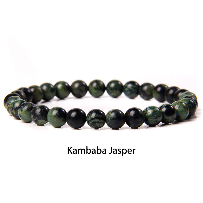 Buddha Stones 6mm Varie Pietre Cristallo Nero Glitter Pietra Occhio di Tigre Rosso Perline Braccialetto di Protezione - Diaspro Kambaba - 6 mm (circonferenza del polso 14-16 cm) - image 13