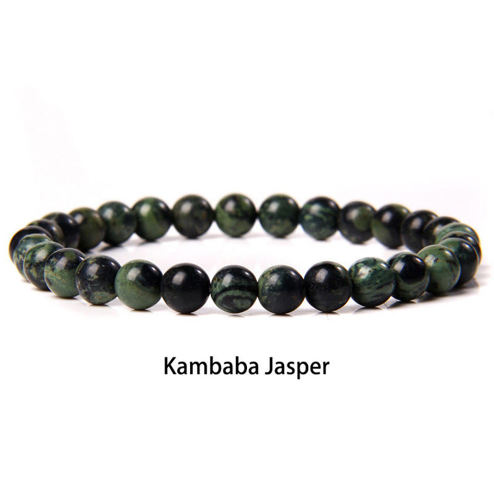 Buddha Stones 6mm Varie Pietre Cristallo Nero Glitter Pietra Occhio di Tigre Rosso Perline Braccialetto di Protezione - Diaspro Kambaba - 6 mm (circonferenza del polso 14-16 cm) - image 13