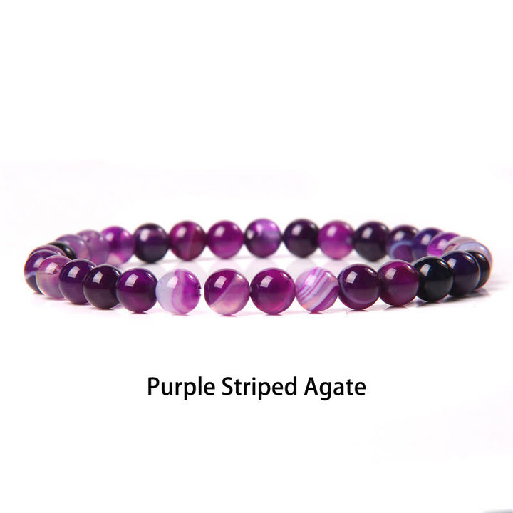 Buddha Stones 6mm Varie Pietre Cristallo Nero Glitter Pietra Occhio di Tigre Rosso Perline Braccialetto di Protezione - Agata di fuoco viola - 6 mm (circonferenza del polso 14-16 cm) - image 14