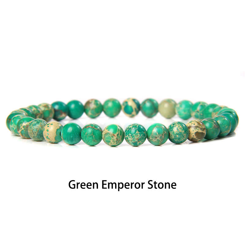 Buddha Stones 6mm Varie Pietre Cristallo Nero Glitter Pietra Occhio di Tigre Rosso Perline Braccialetto di Protezione - Pietra dell'Imperatore verde chiaro - 6 mm (circonferenza del polso 14-16 cm) - image 41