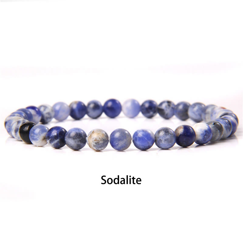 Buddha Stones 6mm Varie Pietre Cristallo Nero Glitter Pietra Occhio di Tigre Rosso Perline Braccialetto di Protezione - Sodalite - 6 mm (circonferenza del polso 14-16 cm) - image 51