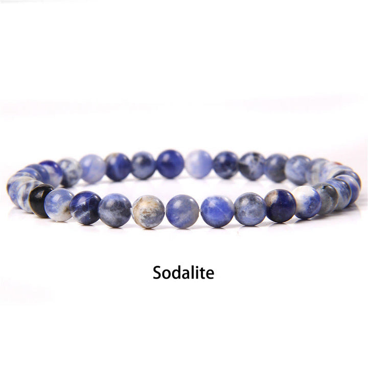 Buddha Stones 6mm Varie Pietre Cristallo Nero Glitter Pietra Occhio di Tigre Rosso Perline Braccialetto di Protezione - Sodalite - 6 mm (circonferenza del polso 14-16 cm) - image 51